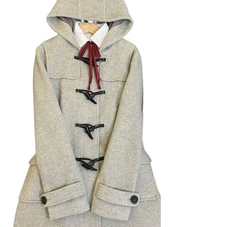 Women's Autumn Retro Japanese Wool Toggle Coat - Casual, Loose, Versatile College Style