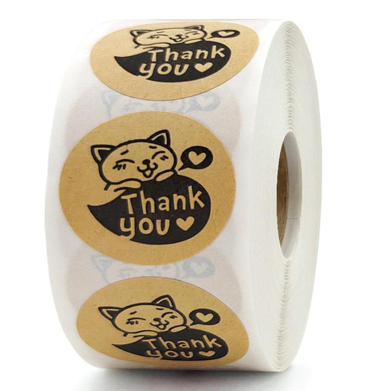 Cowhide Thank You Barcode Stickers: Handmade Round Self-Adhesive Labels for Baking Customization
