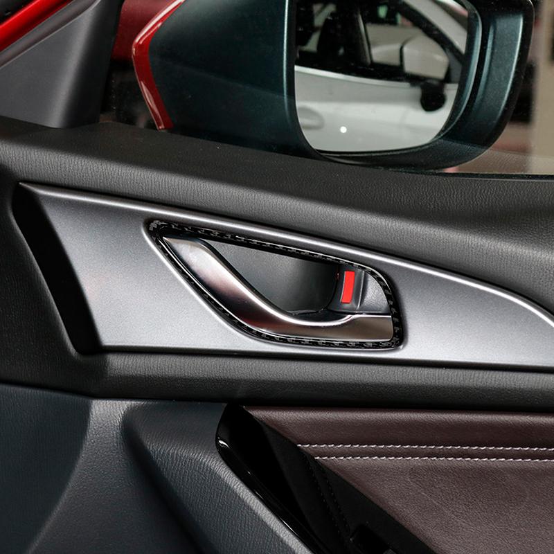 

For Mazda 3 Axela 2017-2018 4PCS Real Carbon Fiber Door Handle Frame Sticker Trim Car Interior Accessories Car Interior Supplies