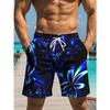 Fashionable Summer Men's Beach Shorts, Sports Casual Pants, Colorful Blue Light Floral Shorts, Quick Drying