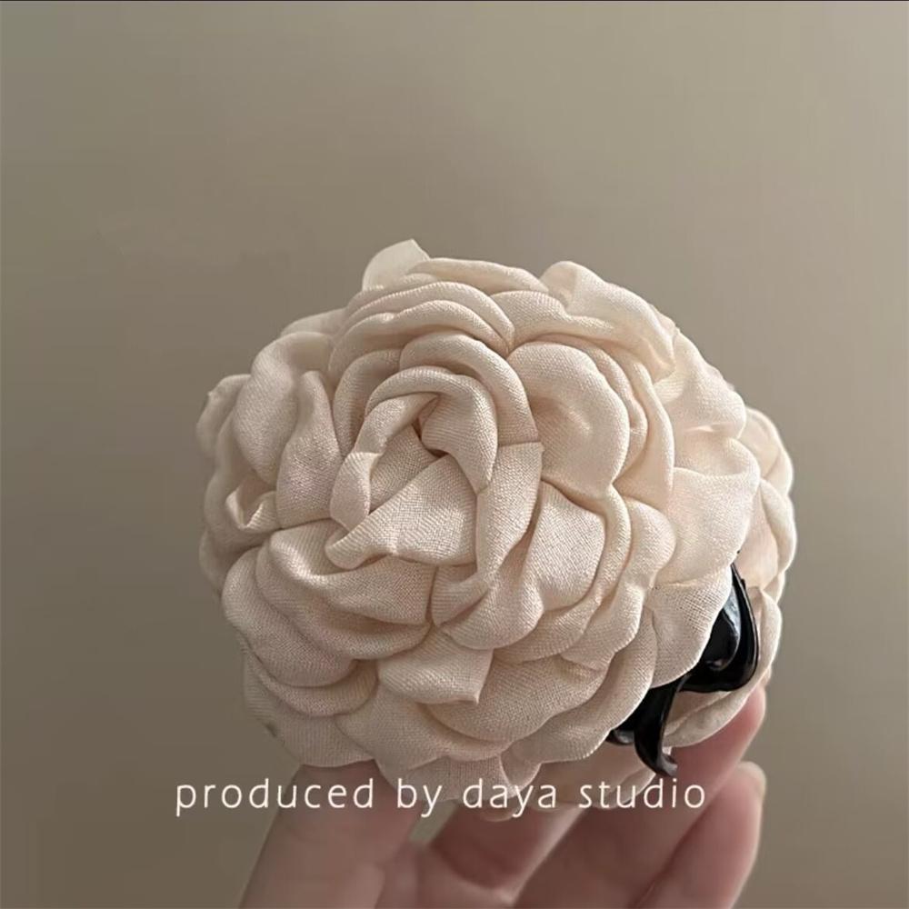 Rose Flower Large Hair Claw Handmade Fabric Flowers Grab Hair Clip Sweet Shark Clip Hair Accessories for Women Girls 8/10/12cm