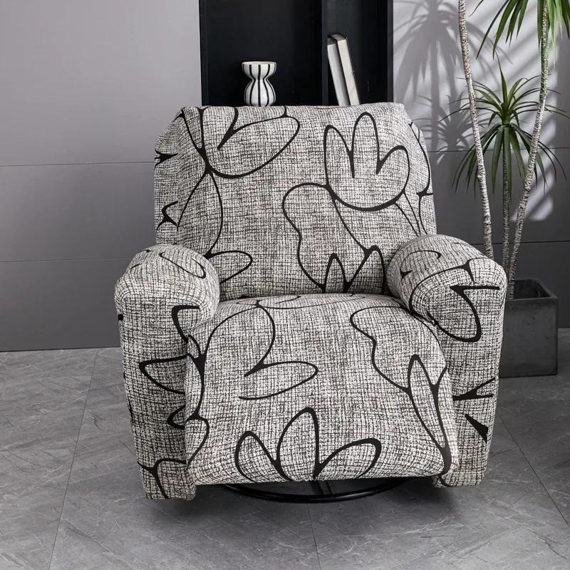 4PCS/set Milk Silk Stretch Recliner Sofa Covers Printed Elastic Armchair Chair Slipcovers for Living Room Furniture Protector