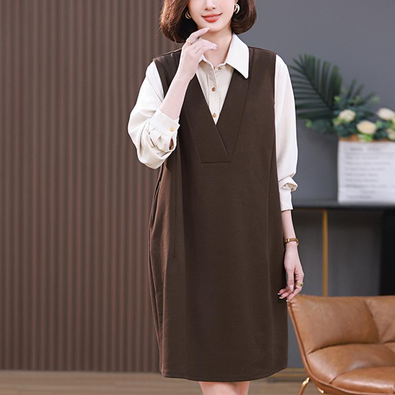 2024 French Chic Sleeveless Vest Dress: Plus Size Mother's Spring & Autumn Fashion
