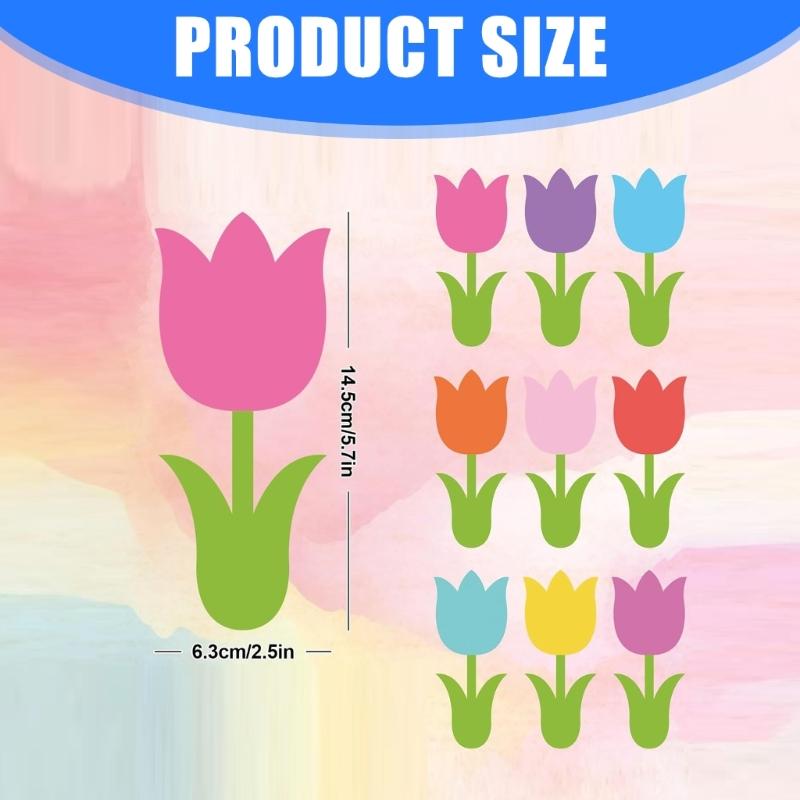 45 Pieces Tulips Shaped Paper Cutouts Spring Flower Designs for Wall Decoration and Kids Crafts