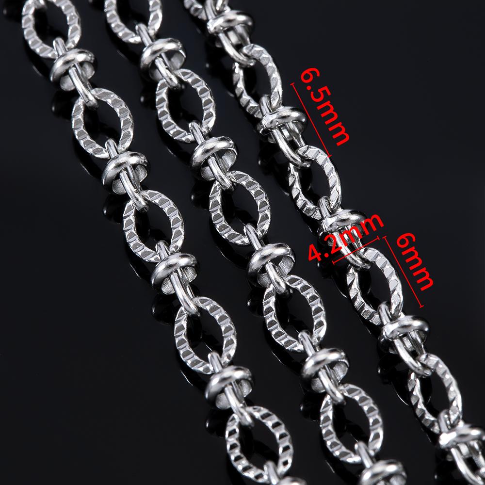 2M Stainless Steel Embossed Radial Grain Link Chain Metal Beads Steel Color Chains Jewelry Making DIY Bracelet Necklace Material
