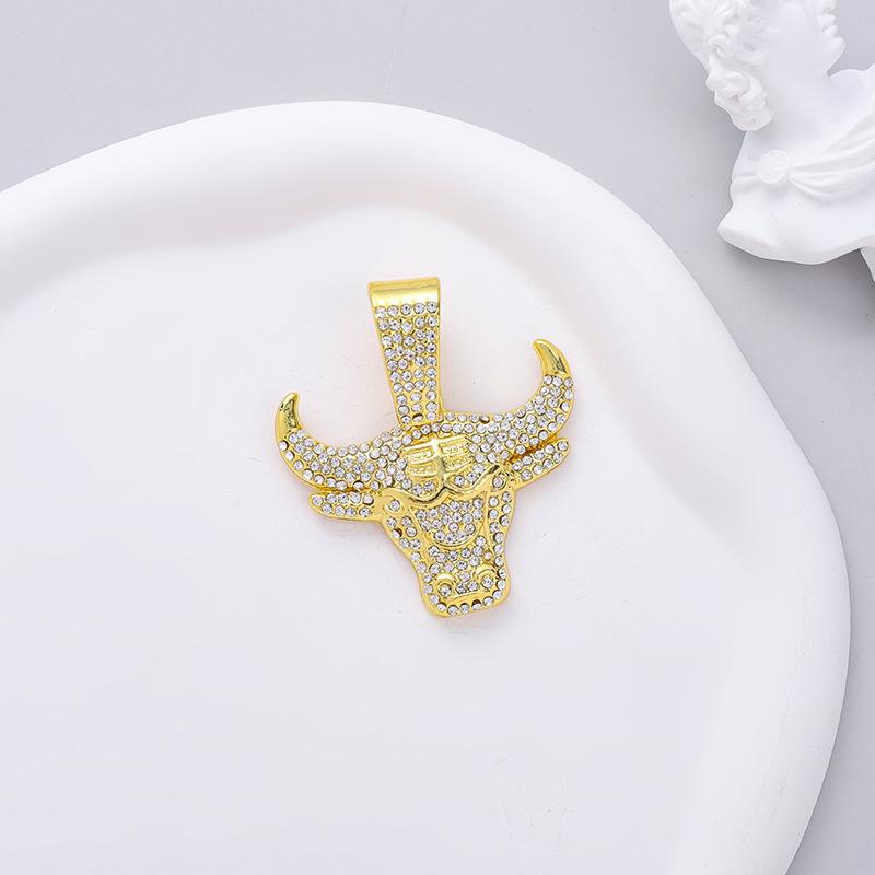 New Bull Head Zodiac Alloy Pendant Hip Hop Men s Personalized Diamond Set Animal Cuban Necklace Pendant