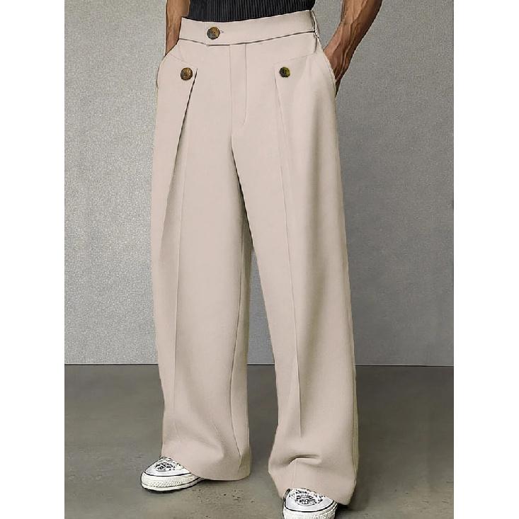 

Men s straight-leg anti-wrinkle no-iron business casual trousers with premium drape XXXL білий