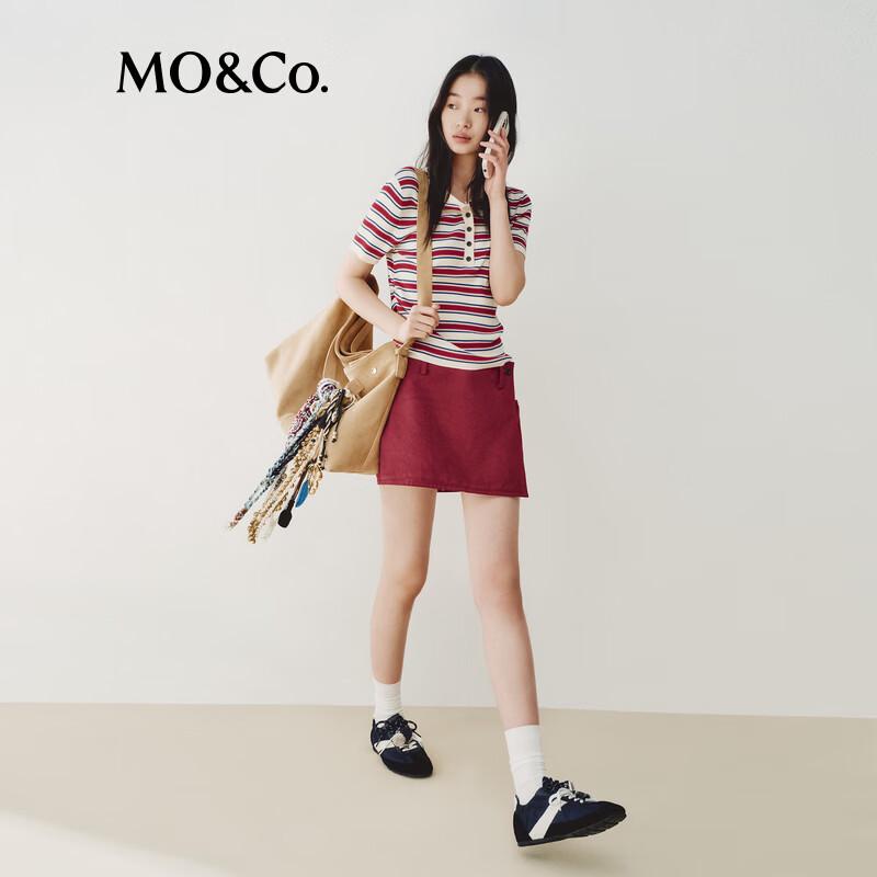 MO&Co. Active Striped Cotton-Silk Blend Knit Sweater
