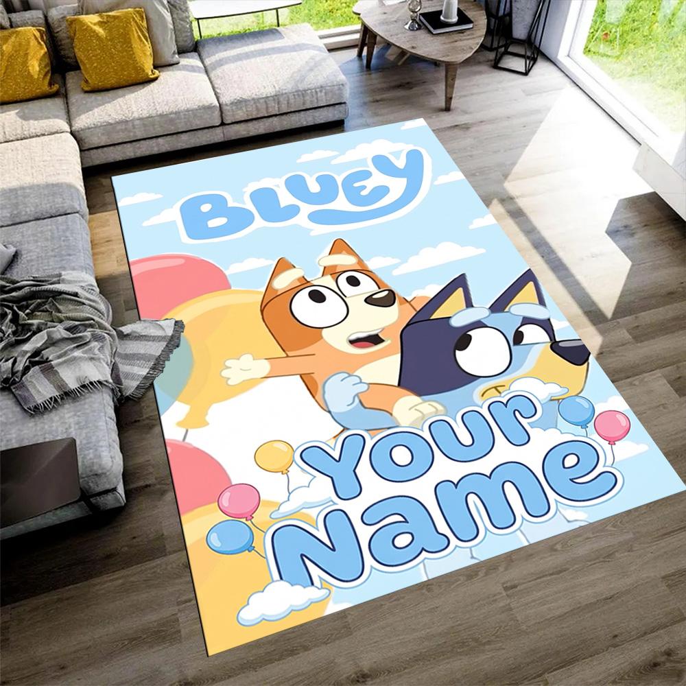 Bluey Customized Name Carpet Perfect for Game Room Dining Room Dormitory Kitchen Anti-slip Rug Decorate Offices Birthday/Christmas Gift