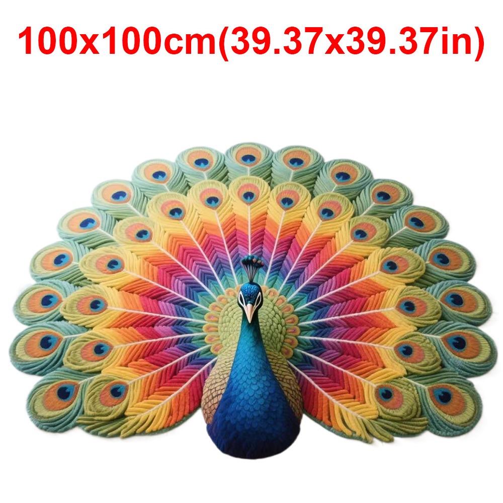 Special-shaped Peacock Carpet Soft Bathroom Floor Mat for Living Room Tea Table Bedside