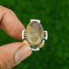 Sterling Silver Multi  Fluorite Stone Engagement Statement Birthday Ring US 7.75