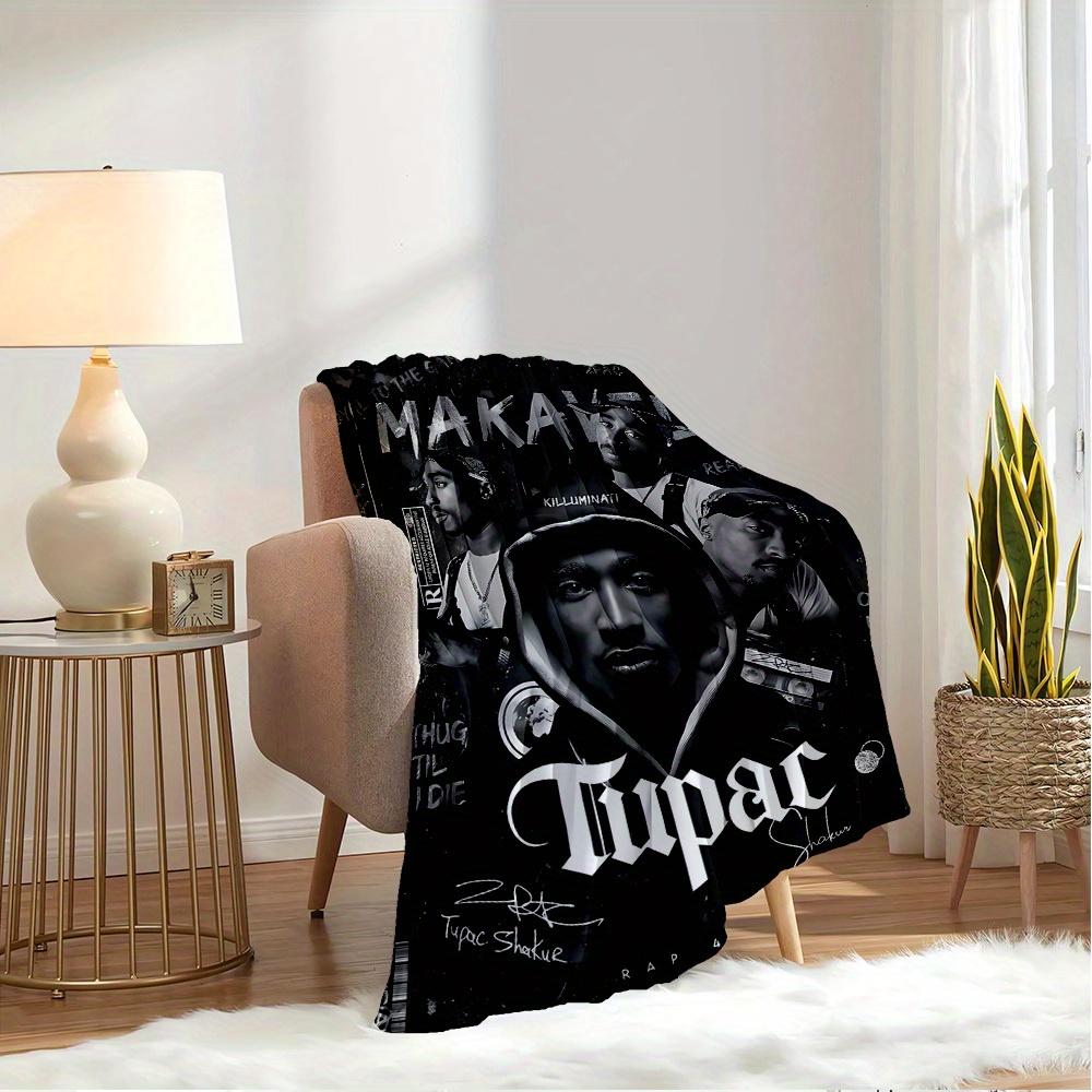 1pc Rap,Legend,Hip Hop Print Flannel Blanket Suitable for All Seasons, Perfect for Home, Travel, or Camping 48