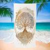 Boho Lebensbaum Druck Strandtuch Vintage Aquarell Ethnisches Design Schnelltrocknend Weich Saugfähig Sandfreies Handtuch für Sommerreisen