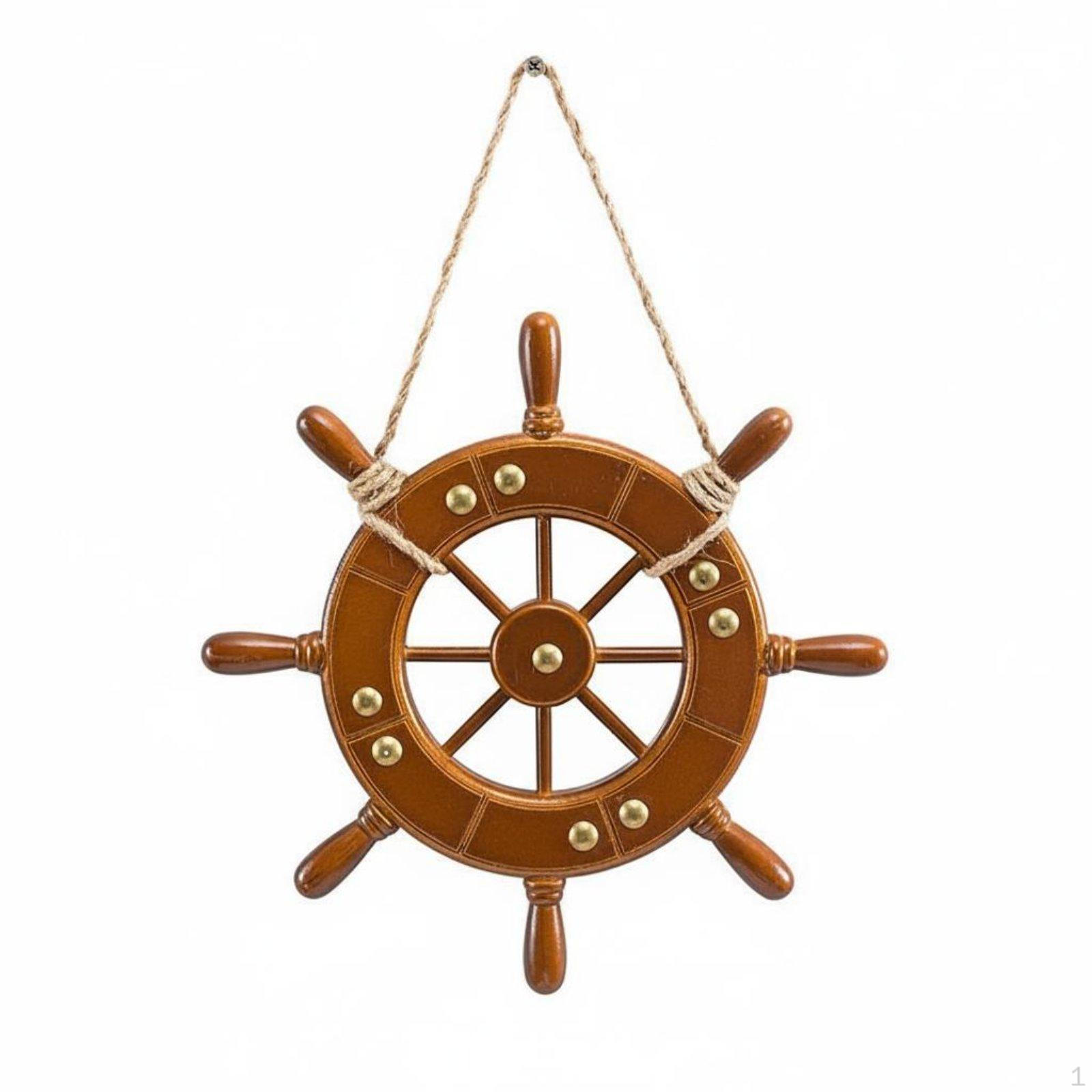 Ship Wheel Wall Decor Classic Nautical Wooden Steering Rustic Design Hanging for