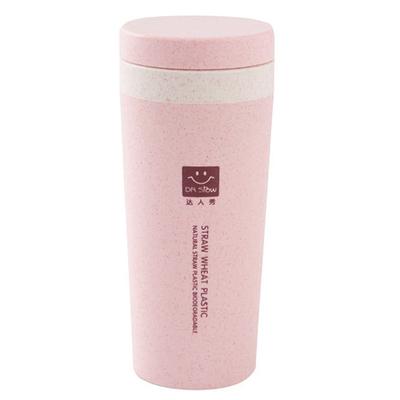 Portable 300Ml Thermos Bottle Healthy Plastic Wheat Fiber Cup Double Layer Therm