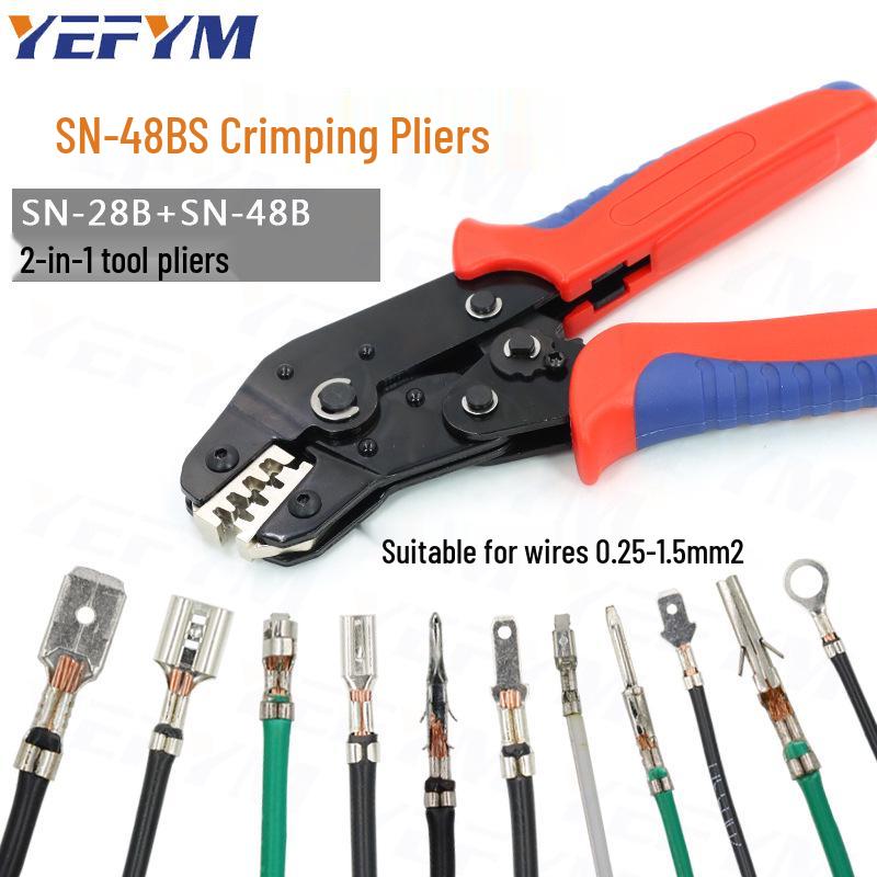 SN-48BS Crimping Tool for Spade Terminals: Cold Crimp Pliers for 2.8/4.8/6.3 Circuit Repair