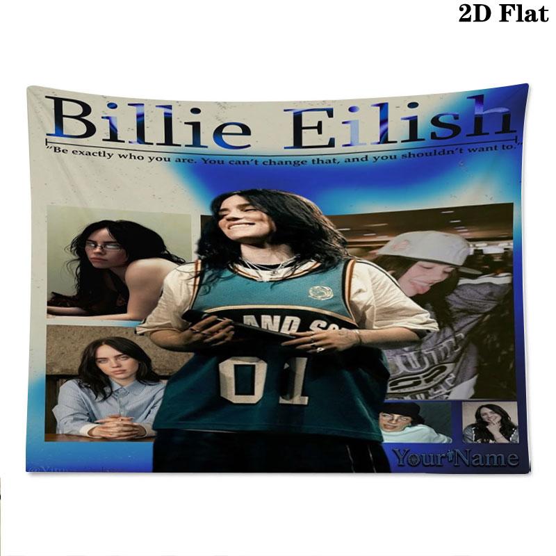 Arazzo da Parete con Nome Personalizzato Billie Eilish Appeso Estetico alla Parete Coperta in Tessuto Stampato Arazzi Decorativi per Camera da Letto Soggiorno Decorazioni per la Casa