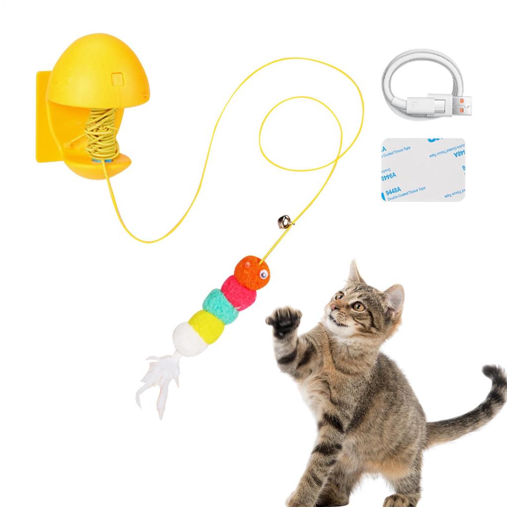 Interactive Cat Toy Bite-Resistant Animals Companion Indoor Kitten Interactive Toy Retractable For Bedroom Study Room Cabinet