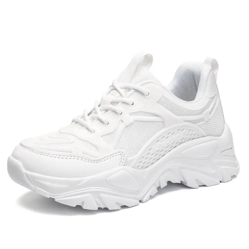 

Мужские и женские удобные повседневные кроссовки на шнуровке, нескользящая беговая обувь, дышащая уличная спортивная обувь, кроссовки для тренировок 45 белый