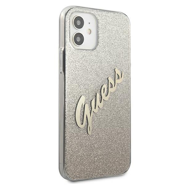 Guess Guhcp12Spcuglsgo Iphone 12 Mini5,4 Złoty/Gold Hardcase Glitter Gradient Script