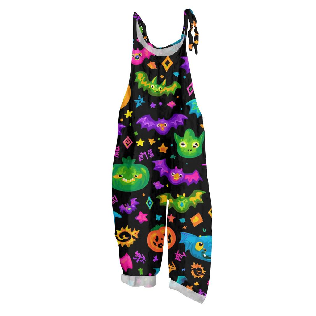 Women's Jumpsuit  Print Casual Loose Vintage Shoulder Strap Cotton Linen