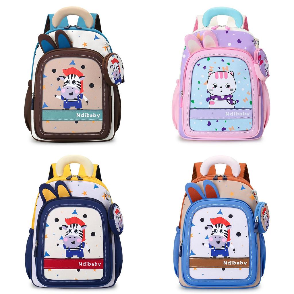 Cartoon Kids Backpack With Nylon Material And Ergonomic Shoulder Straps For School Use