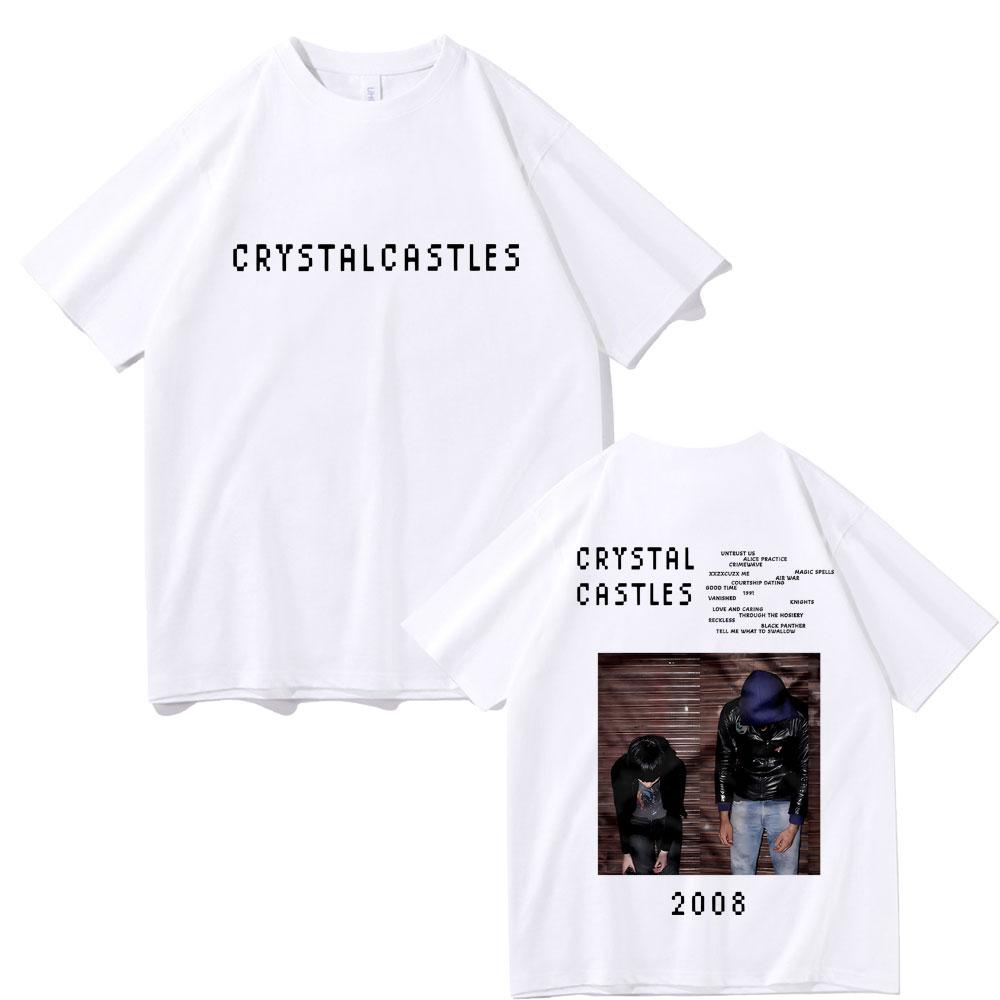 Crystal Castles Double Sided Print T Shirts Men Women Hip Hop Rock Oversized T-shirts Male Gothic T Shirt Men's Vintage Tshirt