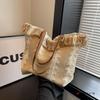 Large capacity bag women's new trendy Korean version fringed shoulder versatile student class commuting canvas tote bag