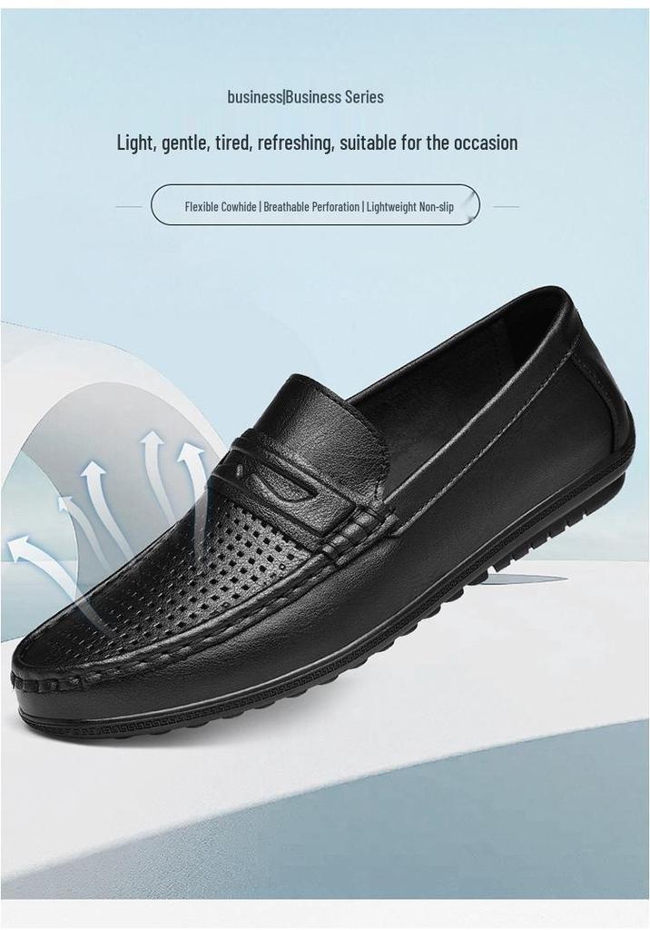 Men's Large Size Leather Slip-On Driving Shoes, Soft Sole, Sizes 45-46.