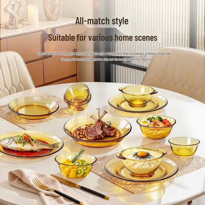 QINGPINGGUO Heat-Resistant Borosilicate Glass Bowl Set
