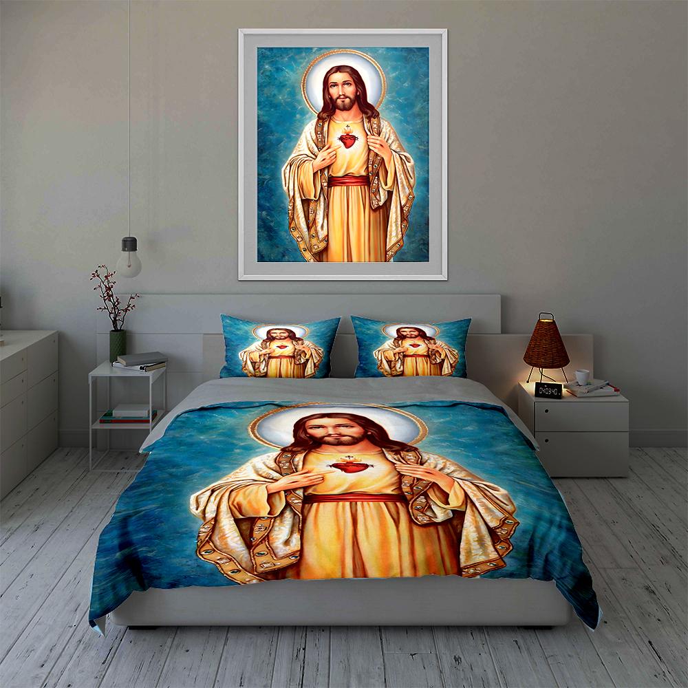 Sacred heart imagery. Bedding Duvet cover sets Duvet covers Pillowcases gifts (1 * Duvet Cover 2 * Pillowcases, without duvet insert)