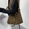 Fashionable Corduroy Leopard Diagonal Bag Large Capacity One-shoulder Shopping Bag Student Canvas Bag Handbags