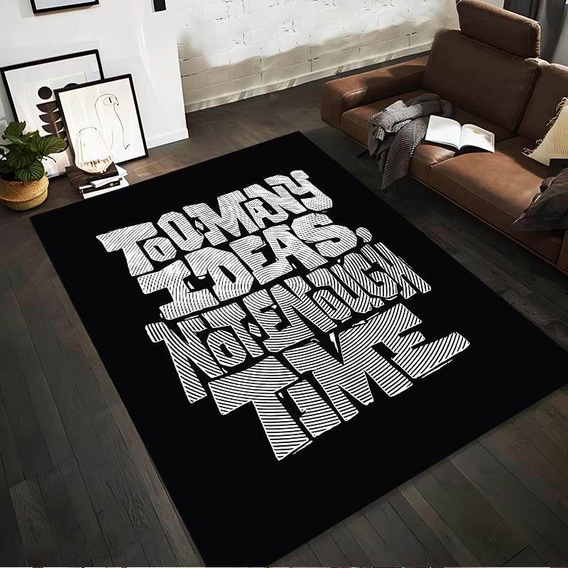 Black Carpet with White Text - Too Many Ideas, Not Enough Time  Suitable for use as an anti-slip for living room bedroom sofas 40x60cm( 15x23in )