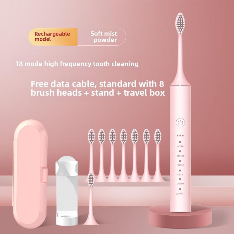 Elektryczny Zestaw Szczoteczek do Zębów Metalowy Trzonek 18-biegowy Dla Dorosłych Jasny Biały Automatyczne Ładowanie Wodoodporna Soniczna Miękka Włosie Szczoteczka dla Pary