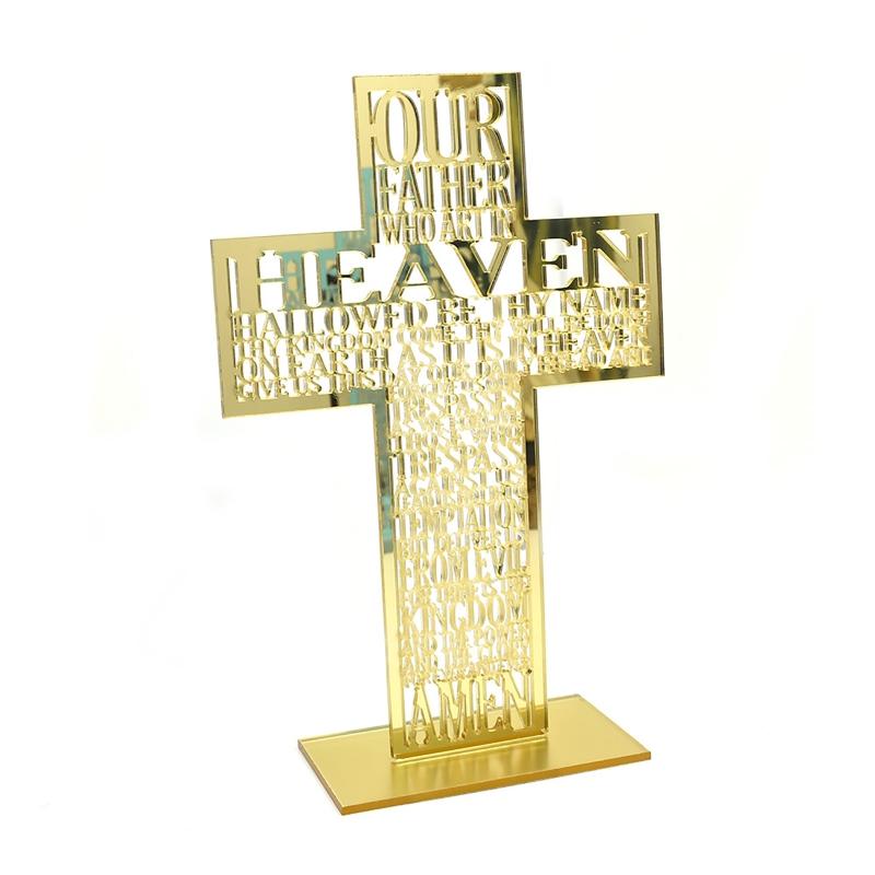21cm Hollow Out Acrylic Scriptures for Cross with Stand Jesus Christ Catholic Bible Religious Christian Standing for Cross A0KF