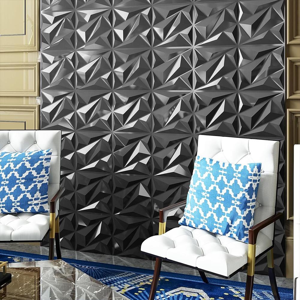 50/100Pcs 3D Wall Panel Diamond 30x30cm PVC Accent Textured Wall Panels 3D Wall Paper for Living Room Gaming Room TV Background