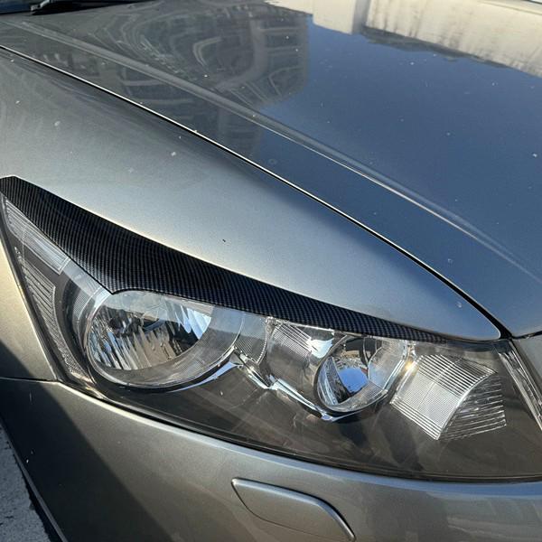 Honda 8th Gen Accord (08-13) Front Headlight Carbon Fiber Eyebrow Stickers Carbon Fiber Pair
