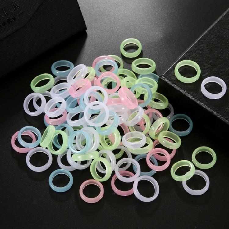 10 Pcs Candy Color Resin Ring Fashion Stackable Rings Y2K Luminous Ring Jewelry