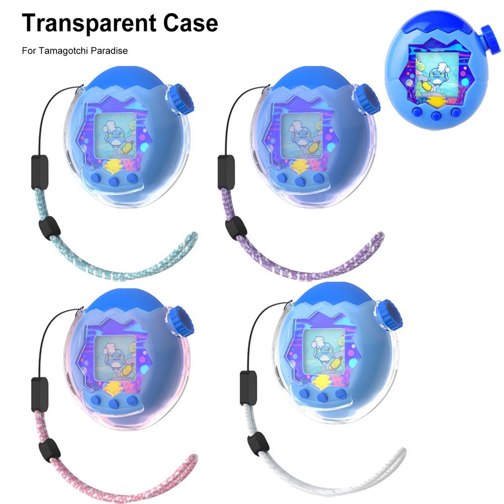 Transparent Protective Case Cover For Tamagotchi Paradise Digital Pet W/Lanyard PC Hard Shell Full Coverage Clear Cover Anti-Scr