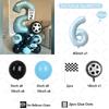 35pcs Tire Balloon Hand Cranked Flag Blue Numbers 1-9 Birthday Balloon Set Racing Themed Party Decoration Kids' Birthday Gift