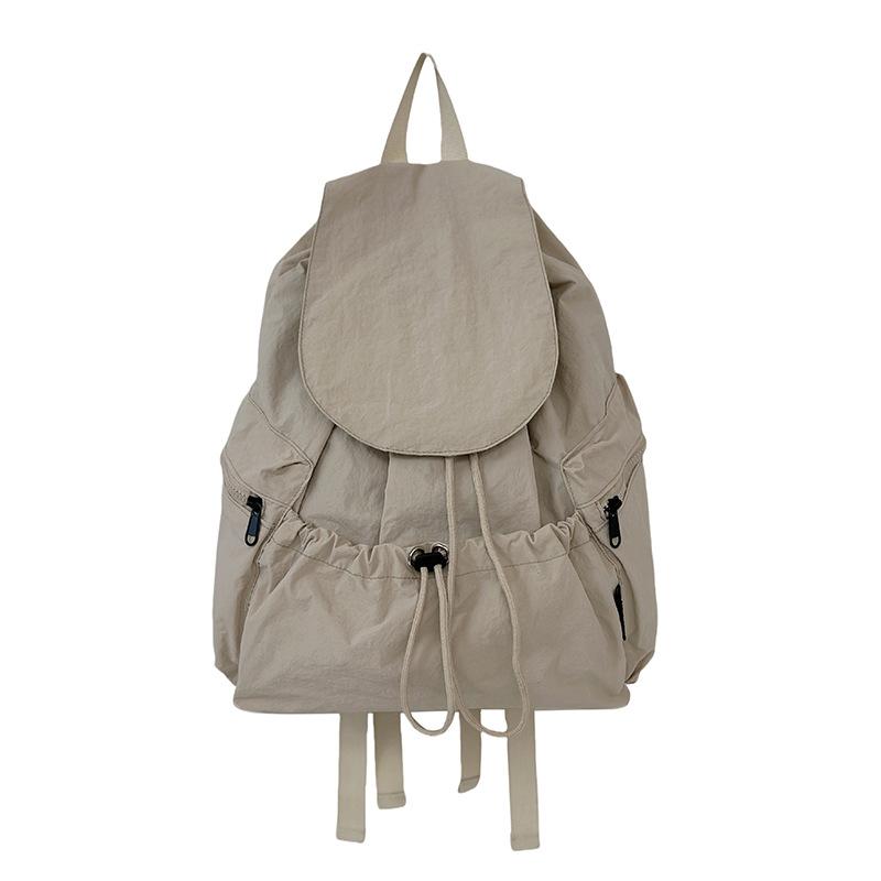 Schoolbag New Korean Niche Lightweight Nylon Backpack Girls Casual Fashion Drawstring Travel Large Capacity Backpack