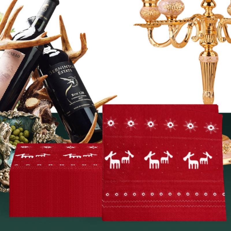 20pcs/Pac 33*33cm 2-Ply Disposable Party Napkin Christmas Pattern
