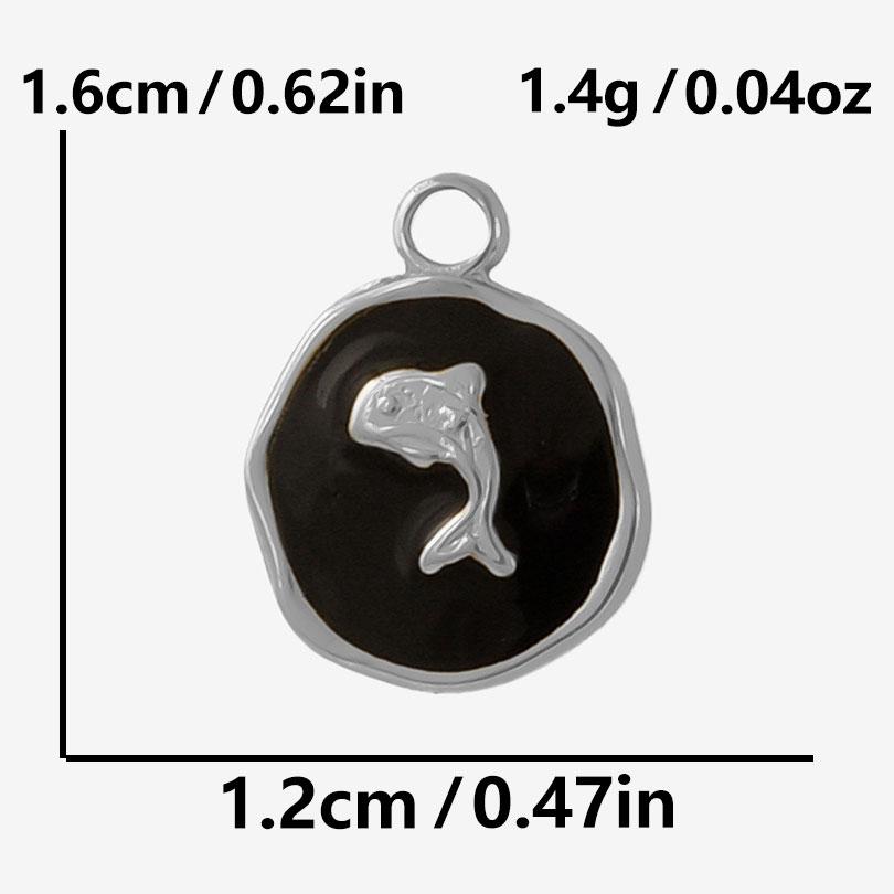 6pcs Punk Dark Black Stainless Steel Enamel Charms For Jewelry Making Supplies Sun Heart Cross Ocean Animal Pendant DIY Pendants