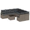 9 Piece Sofa Set with Cushions and Storage Grey Poly Rattan