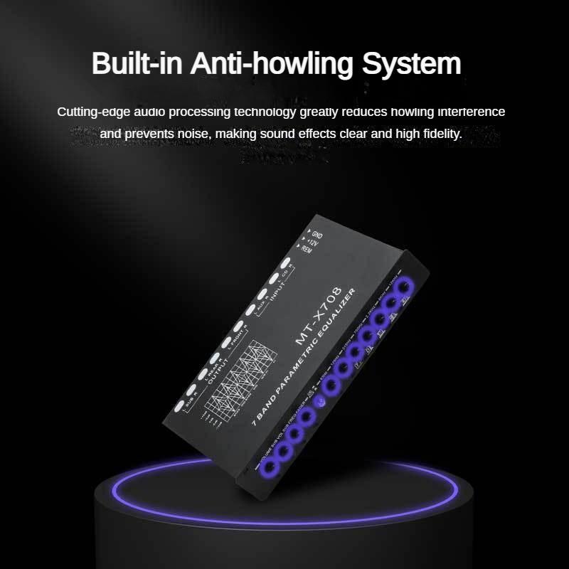 Portable 7 Band Parametric Equalizer Car Audio EQ Tuning Crossover Amplifier Subwoofer Power Amplifier 18.5*11*3cm