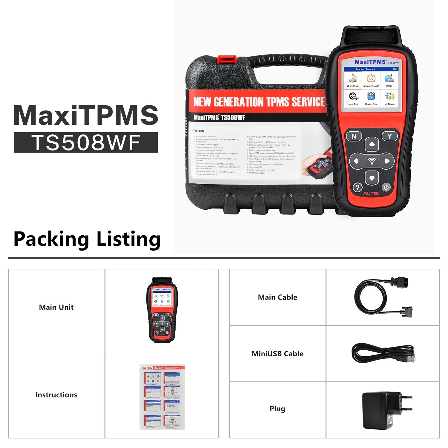 Autel MaxiTPMS TS508WF TPMS Relearn Tool OBD2 Scanner TPMS Reset Service, Read/Clear TPMS Code, Wi-Fi Version of TS508 Free Update