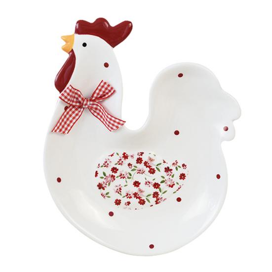 Keramikschale Teller Tasse Set Rote Blume Bräter Keksglas Hühnerförmige Keksdose für Gewürze Zucker Snacks Bauernhaus Dekor Ostergeschenk