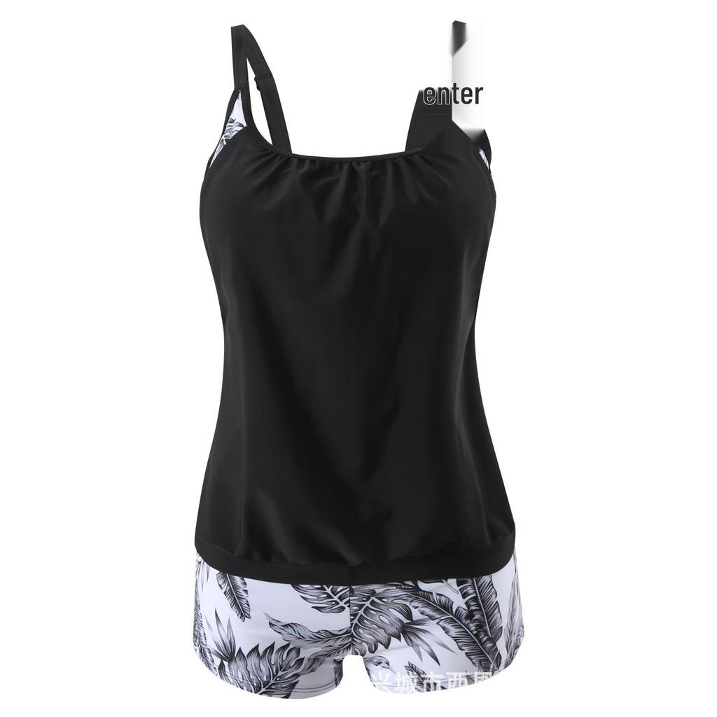 2024 Plus Size Women's Quick-dry Two-Piece Set: European & American Style Bikini with Shorts and Vest