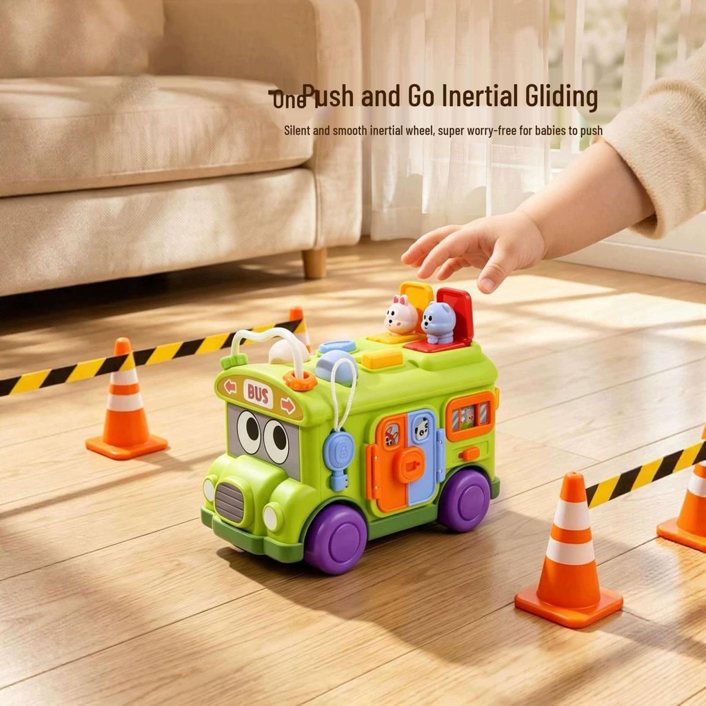 Multifunctional Children's Educational Bus Toy Car - Six-Sided Brain-Developing Toddler Vehicle
