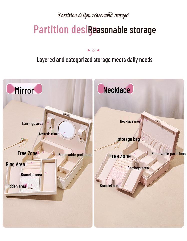 Exquisite High-End Floral Jewelry Box - Luxurious Ornament Storage for Birthday Gifts